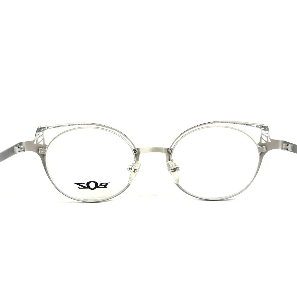 BOZ Eyeglasses Frames ELISE 0013 Matte Black Silver Cat Eye Full Rim 48-19-140
